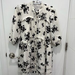 Floral Black and White Kids Dress